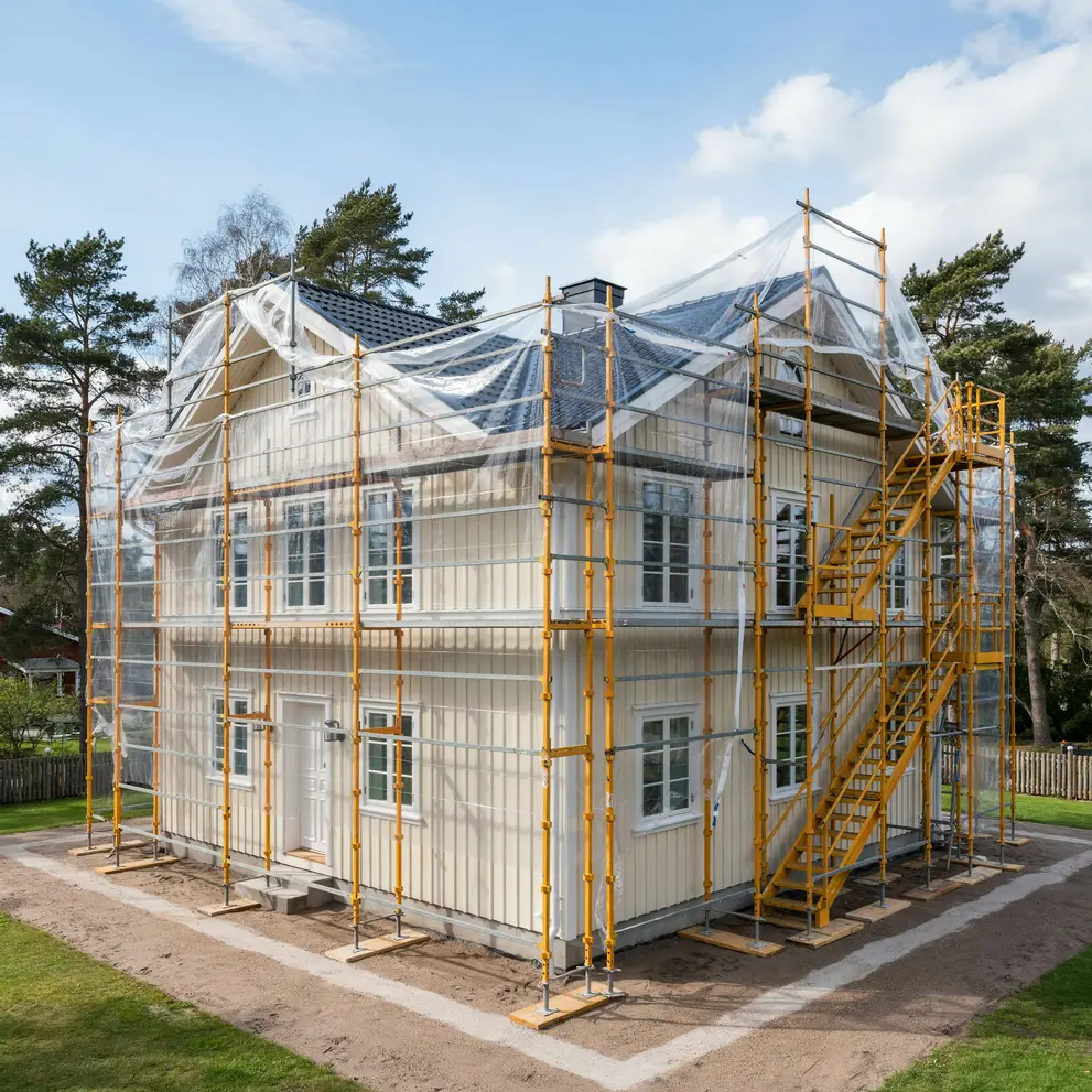 hyra byggstallning montera vaderskydd hallstavik norrtalje uppland roslagen stockholm